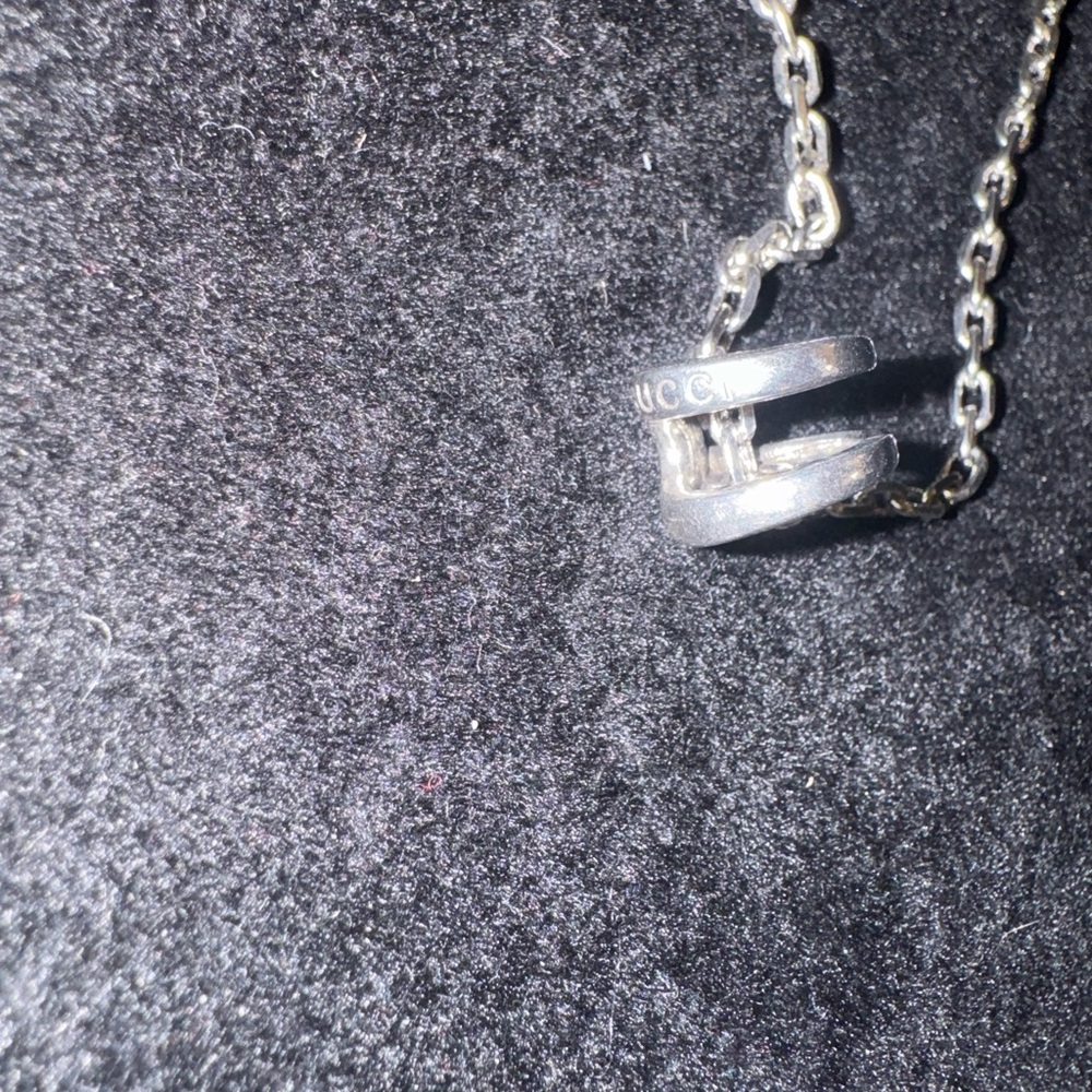 Gucci Silver Double Ring Chain Interlock Necklace - image 4